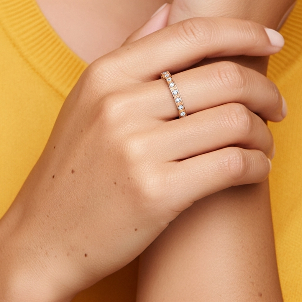 Perlé Pavé Bague de mariage