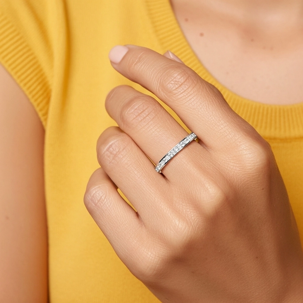 Perlé Pavé Bague de mariage