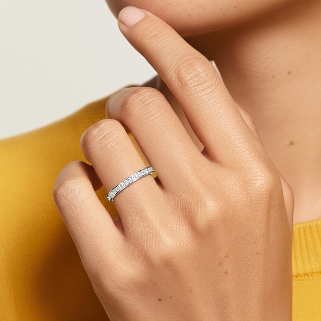 Perlé Pavé Bague de mariage