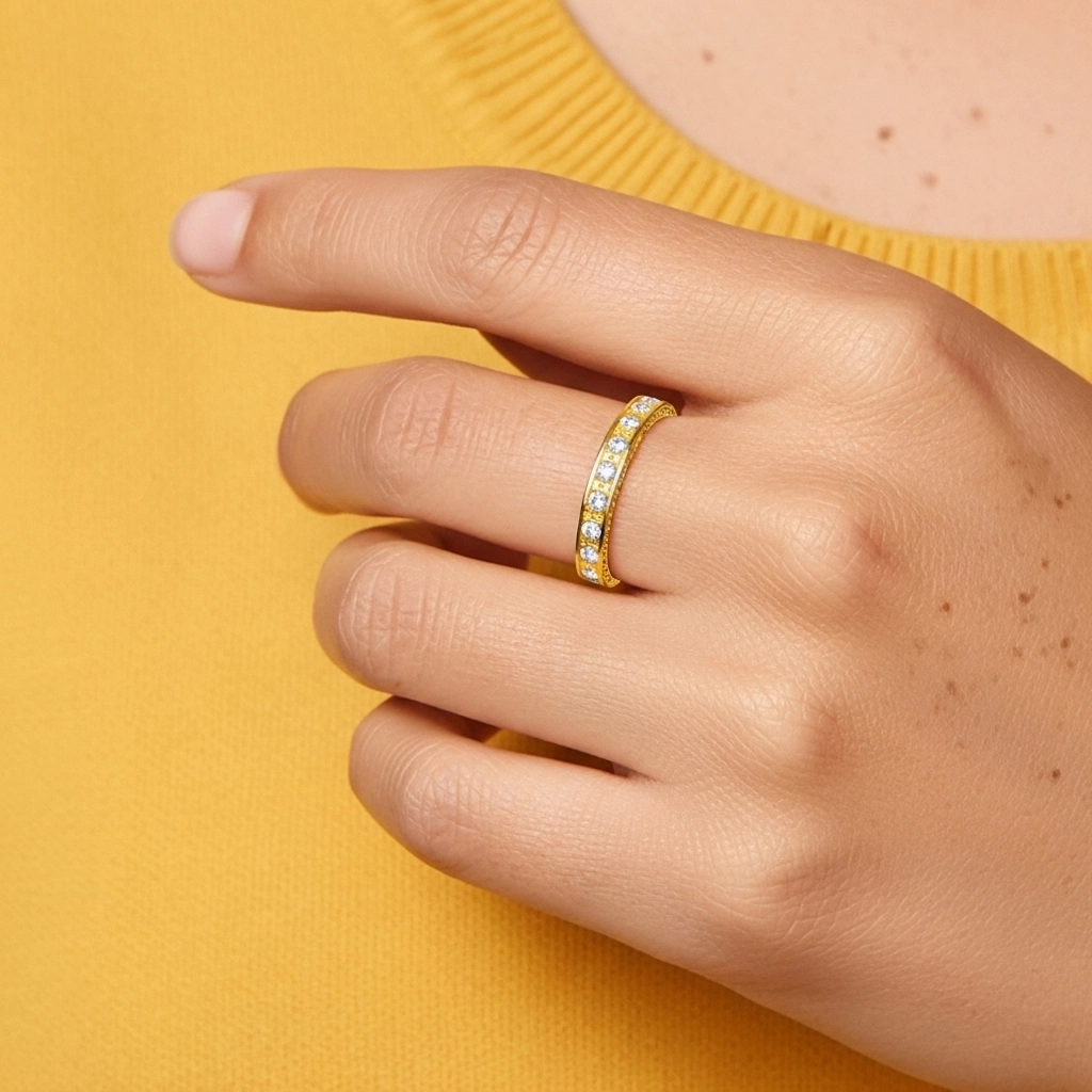 Perlé Pavé Bague de mariage