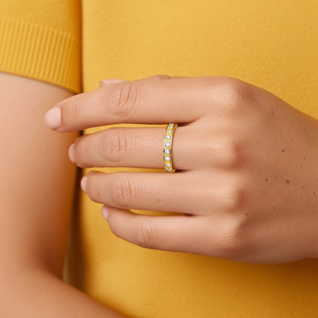 Perlé Pavé Bague de mariage