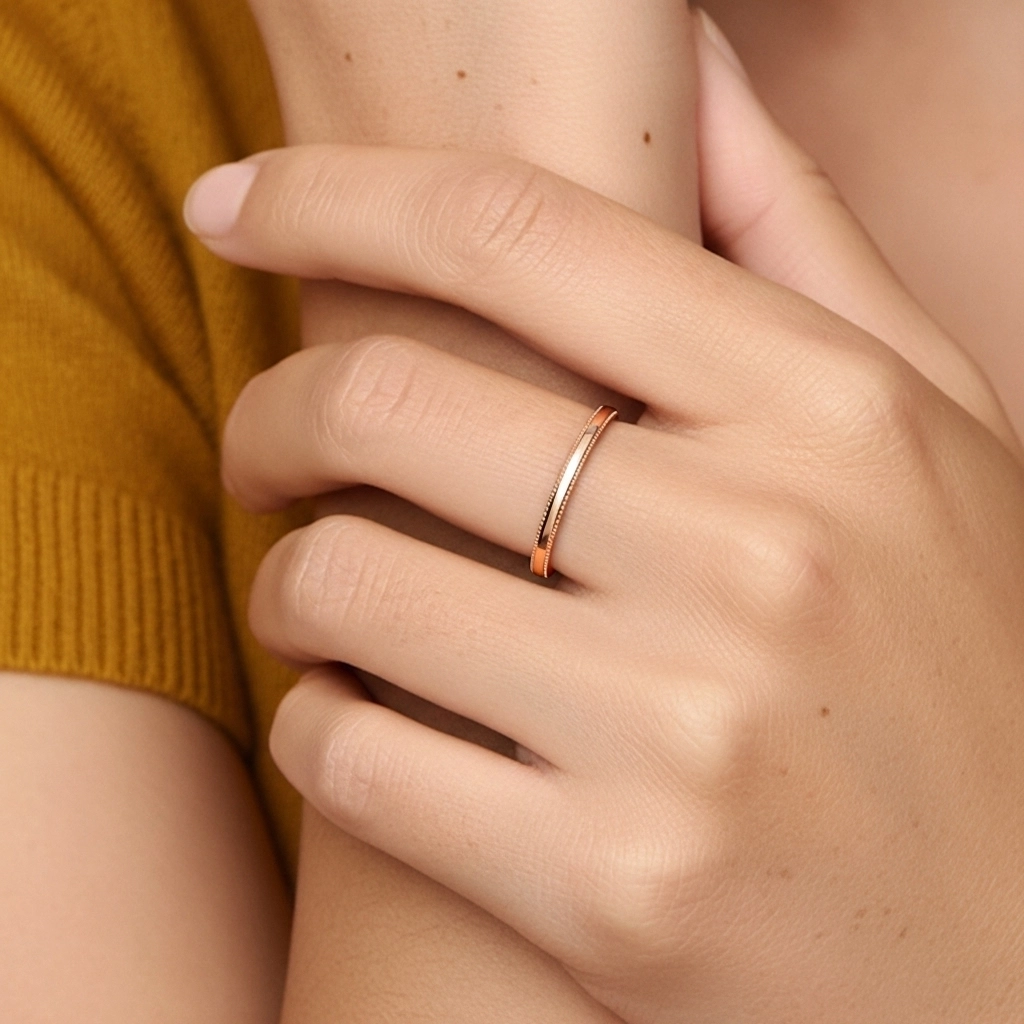Minimalist Stackable Milgrain Wedding Ring