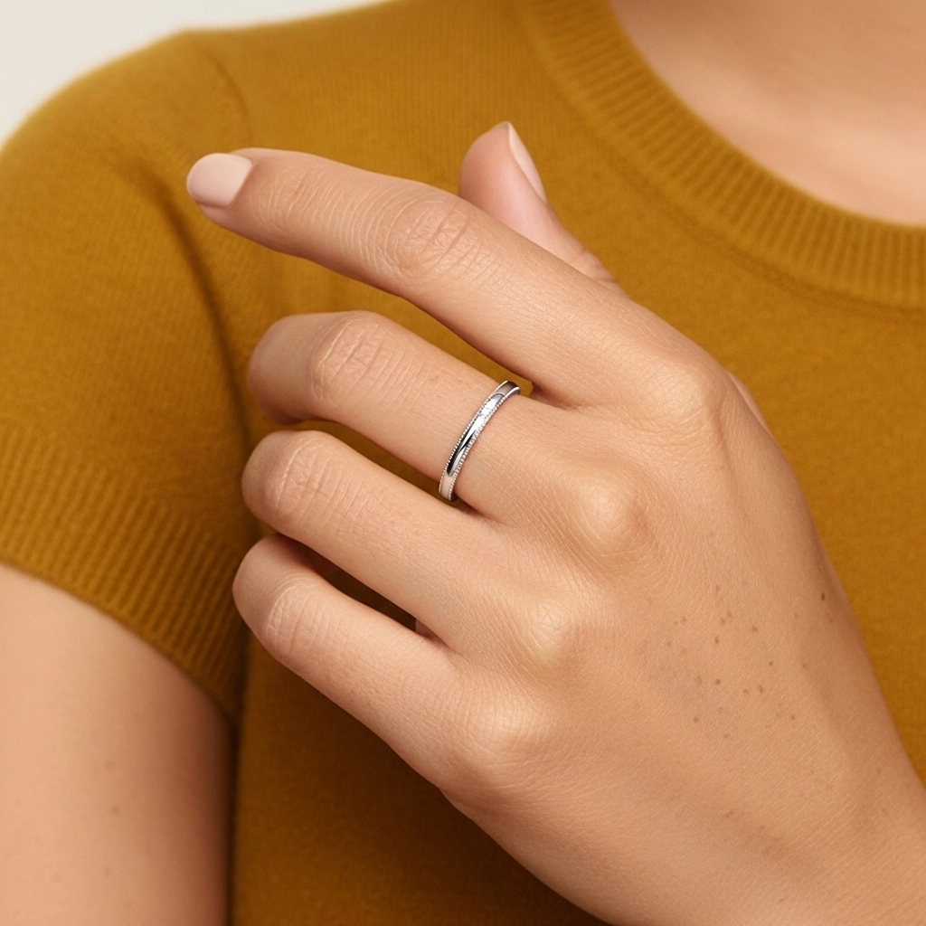 Minimalist Stackable Milgrain Wedding Ring