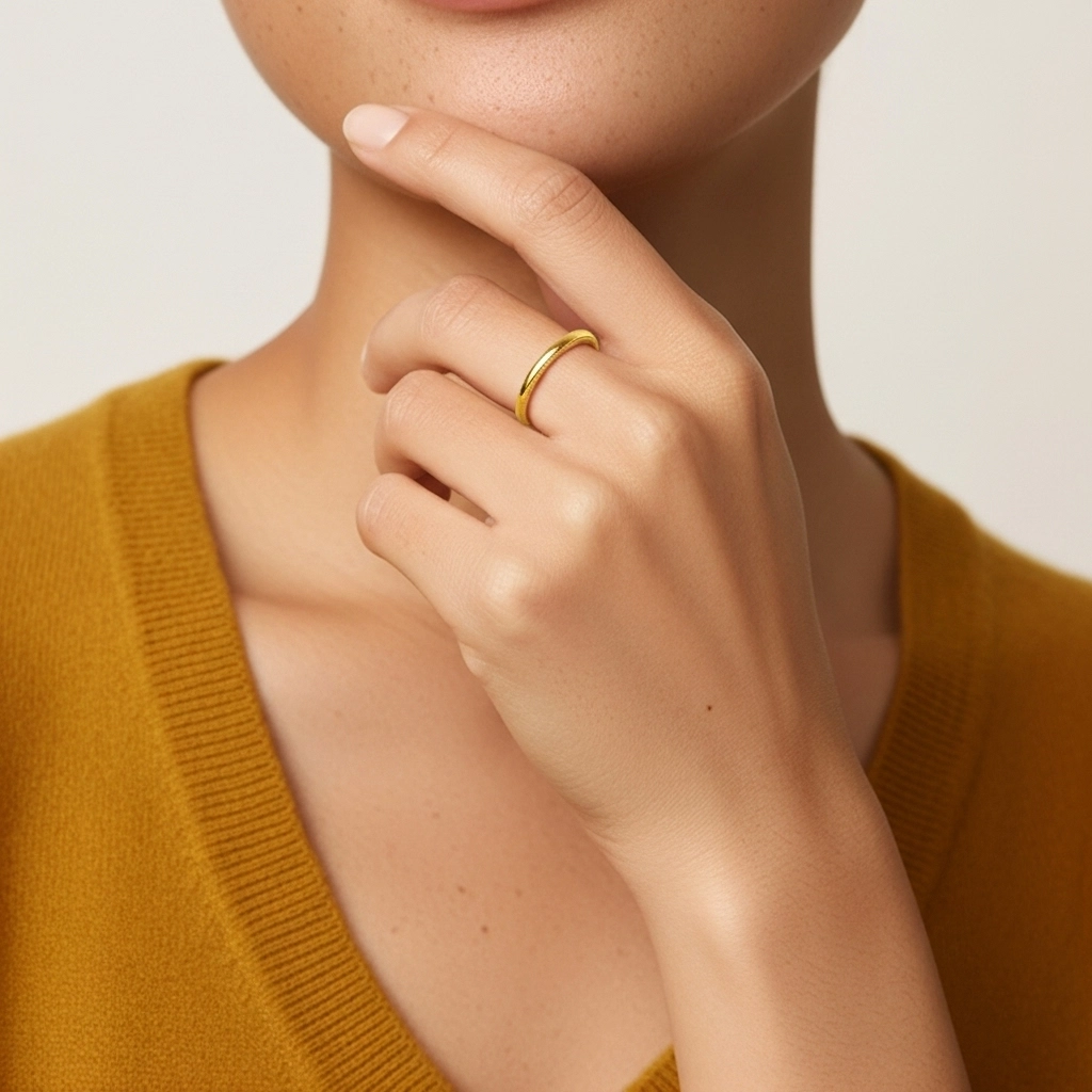 Minimaliste Empilable Crené Bague de mariage