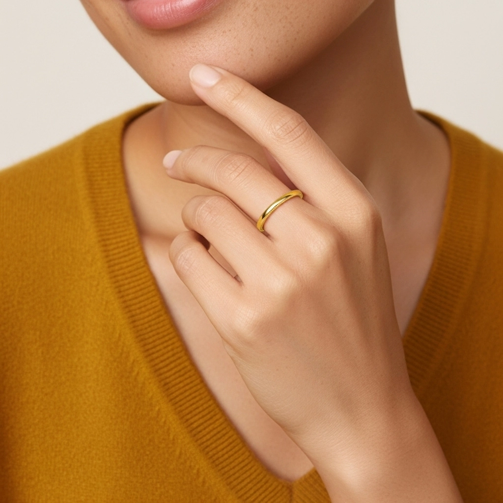 Minimaliste Empilable Crené Bague de mariage