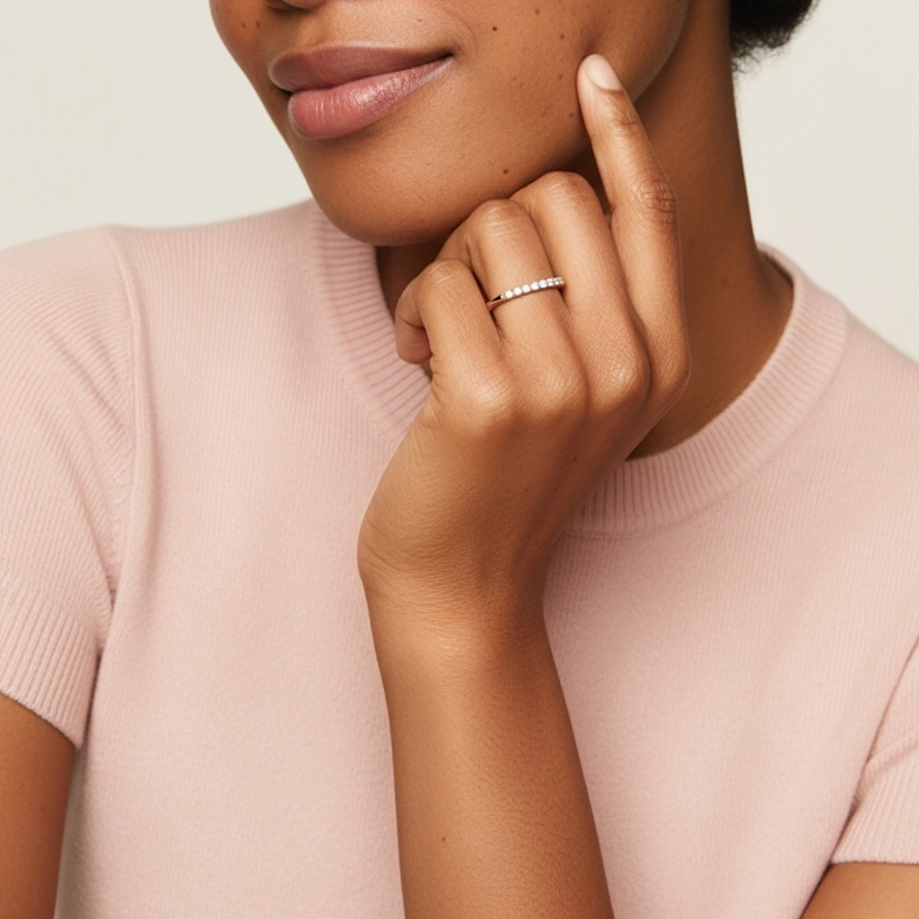 Minimalist Stackable Moissanite Wedding Ring