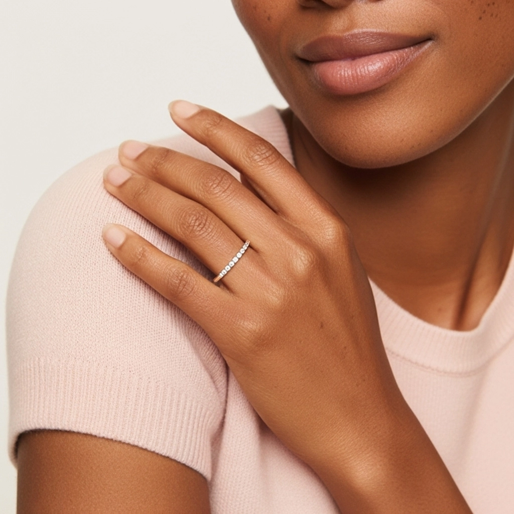 Minimalist Stackable Moissanite Wedding Ring