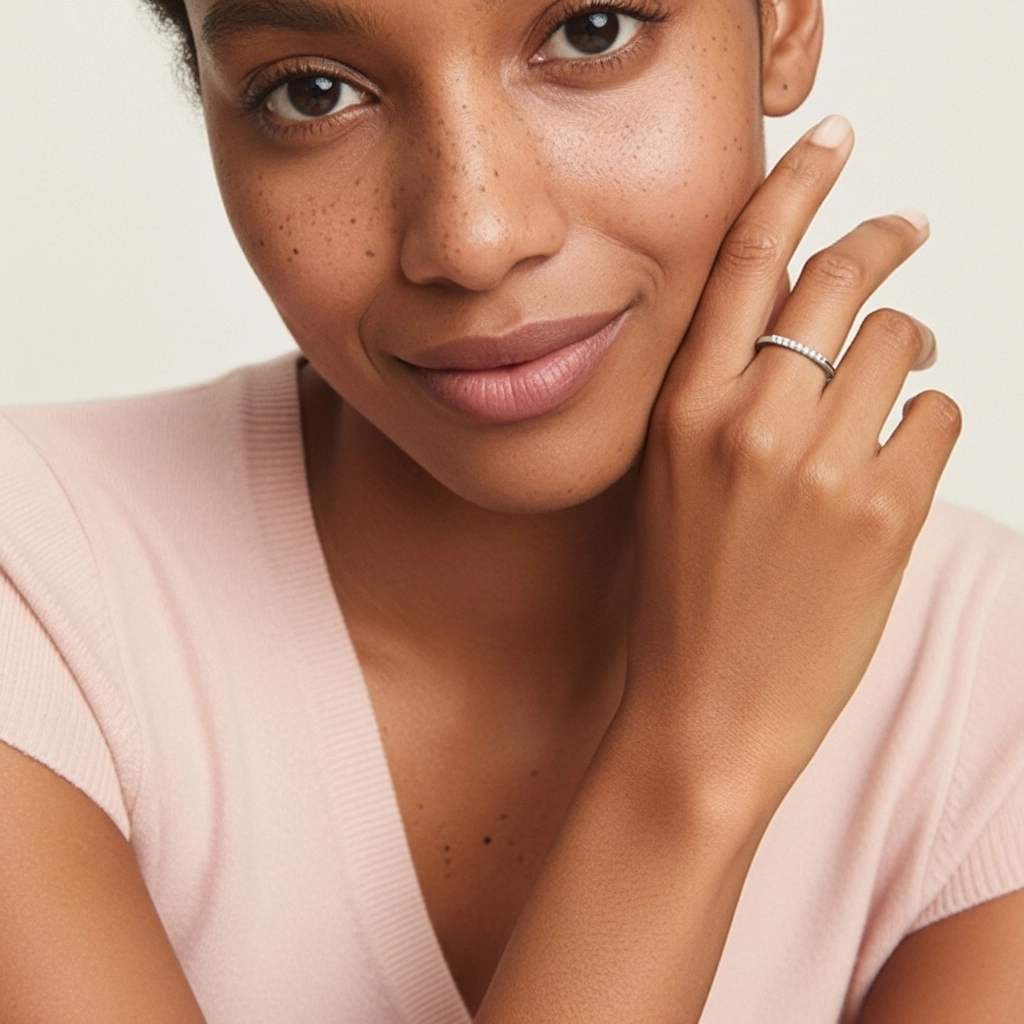 Minimalist Stackable Moissanite Wedding Ring