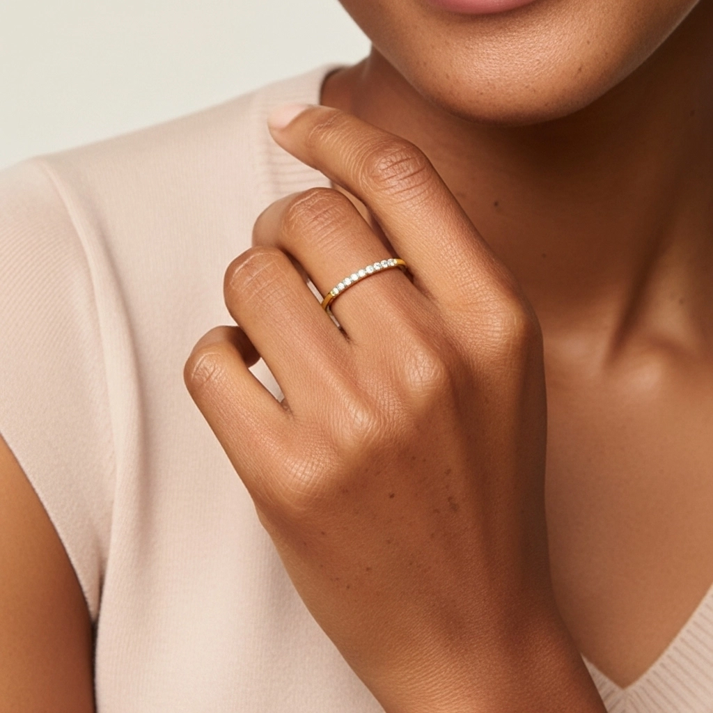 Minimalist Stackable Moissanite Wedding Ring