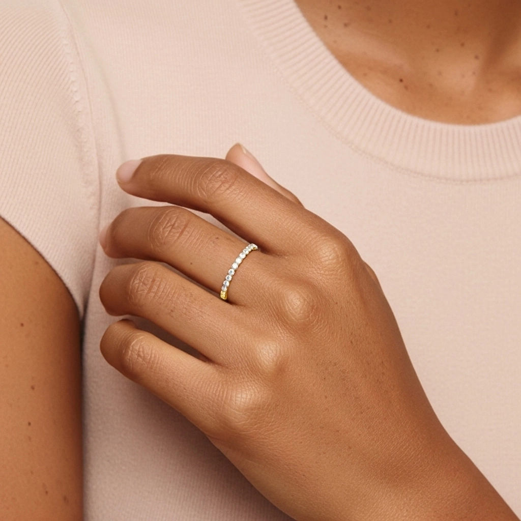 Minimalist Stackable Moissanite Wedding Ring