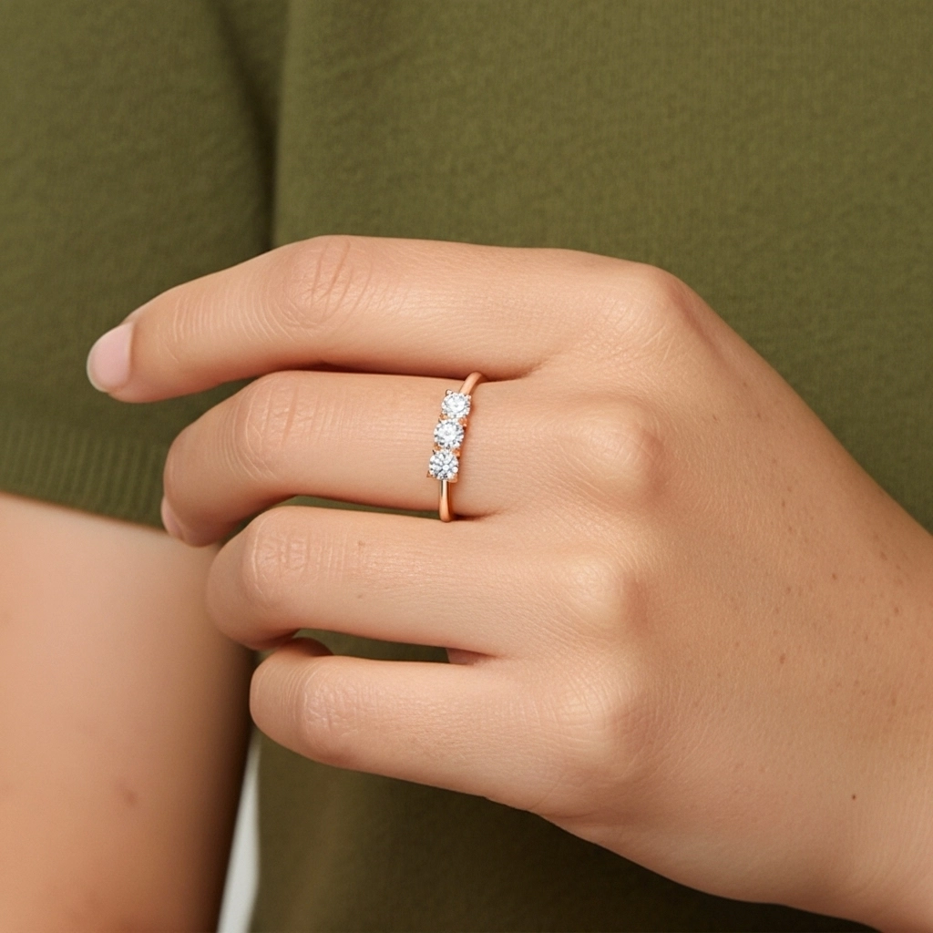 Trois pierres Bague de mariage Moissanite