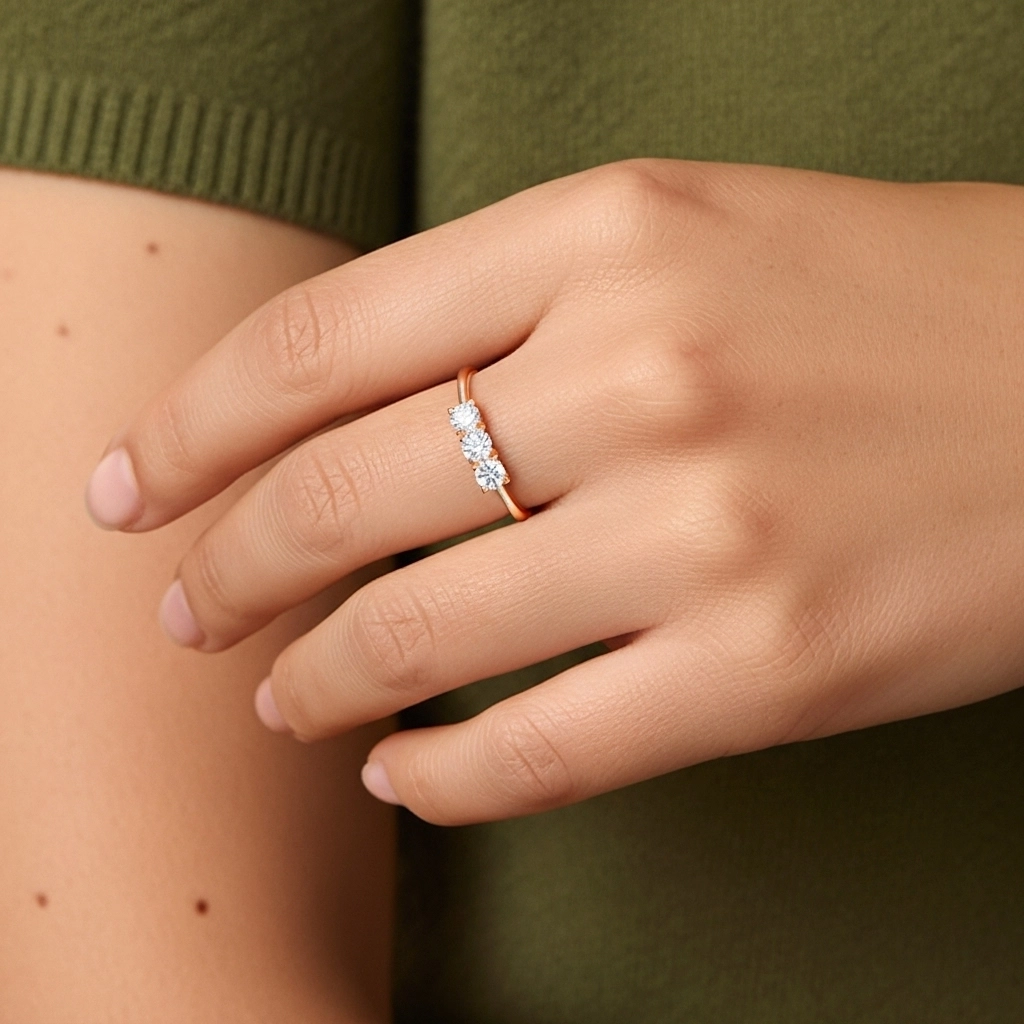 Trois pierres Bague de mariage Moissanite