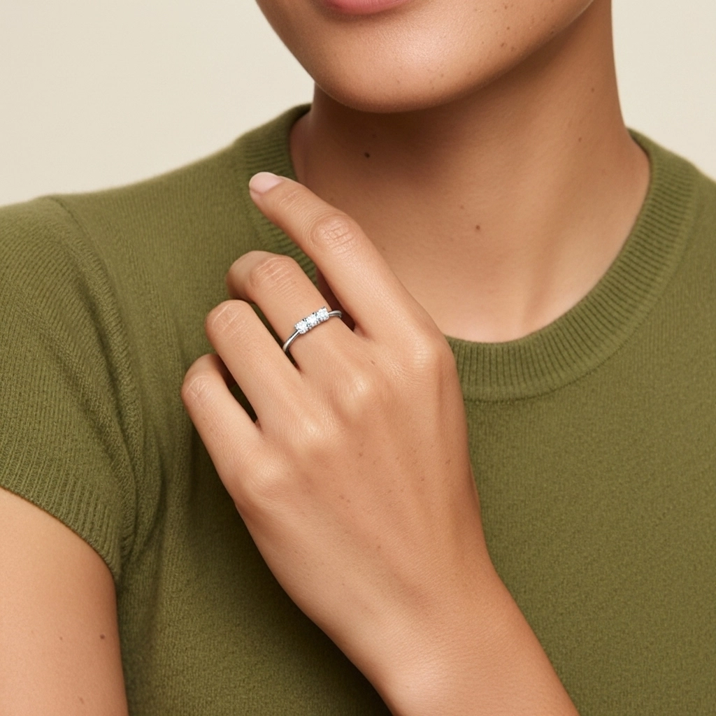 Trois pierres Bague de mariage Moissanite