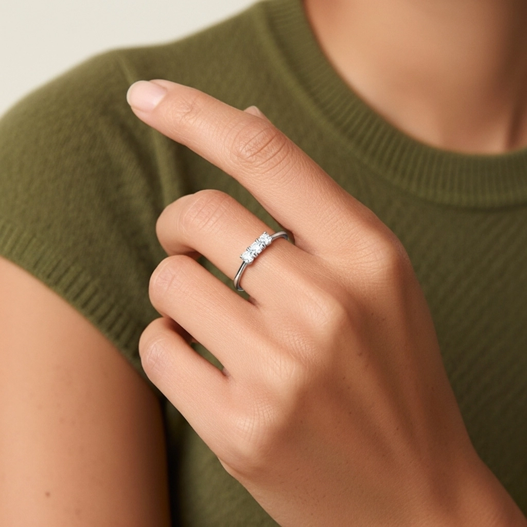 Trois pierres Bague de mariage Moissanite