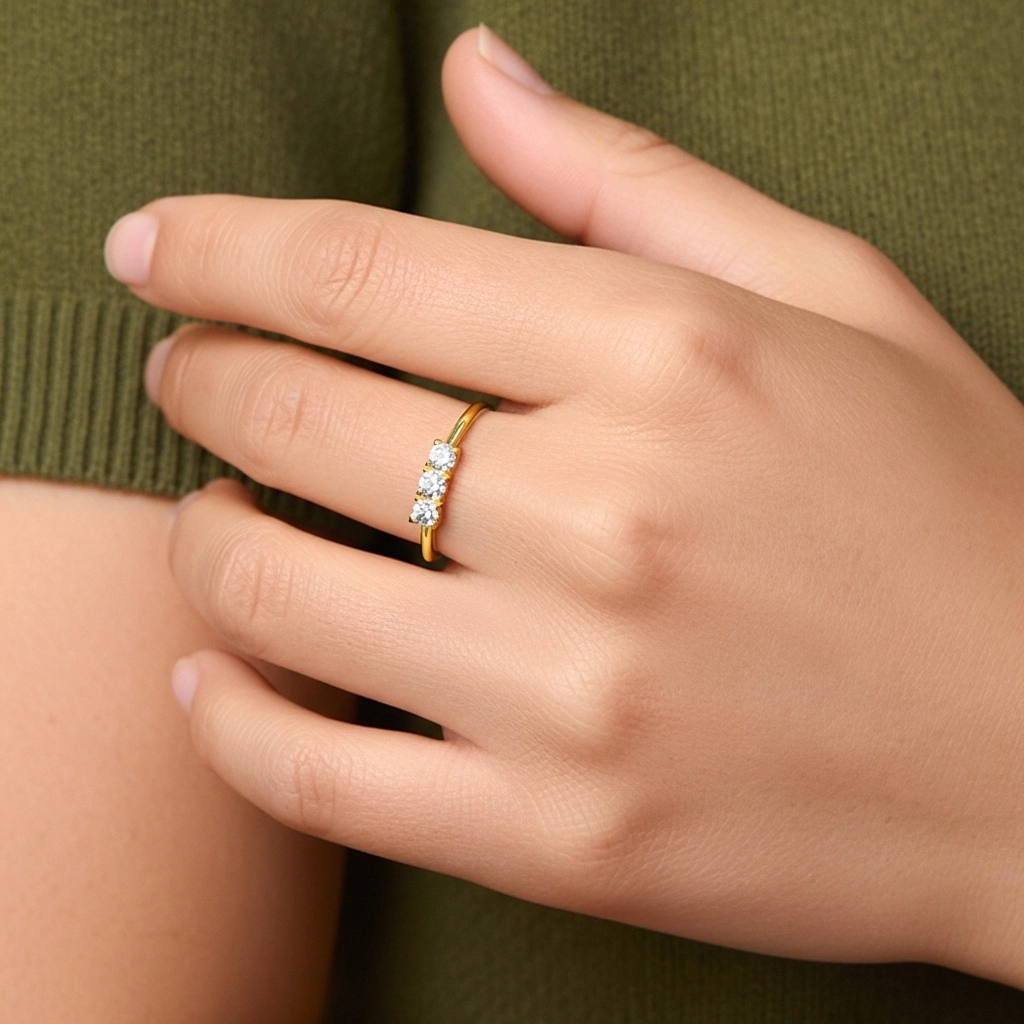 Trois pierres Bague de mariage Moissanite