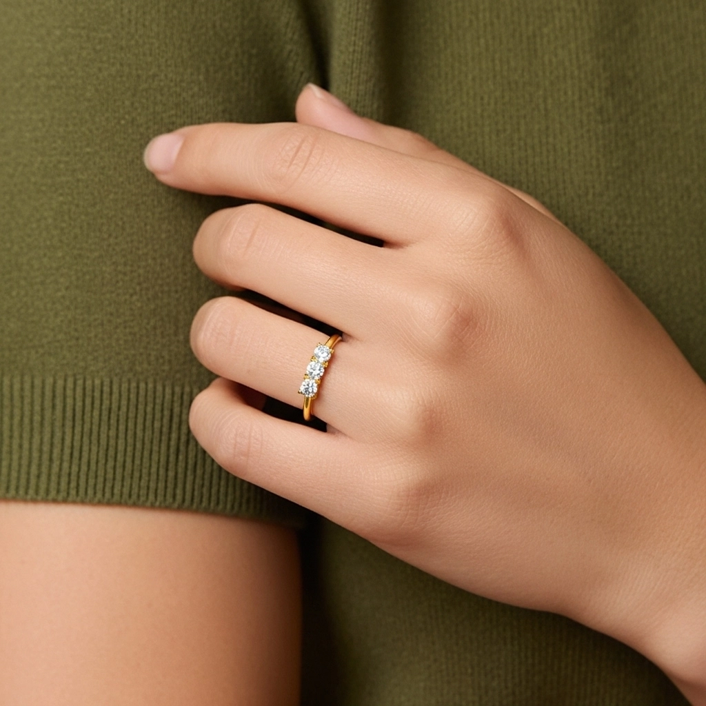 Trois pierres Bague de mariage Moissanite