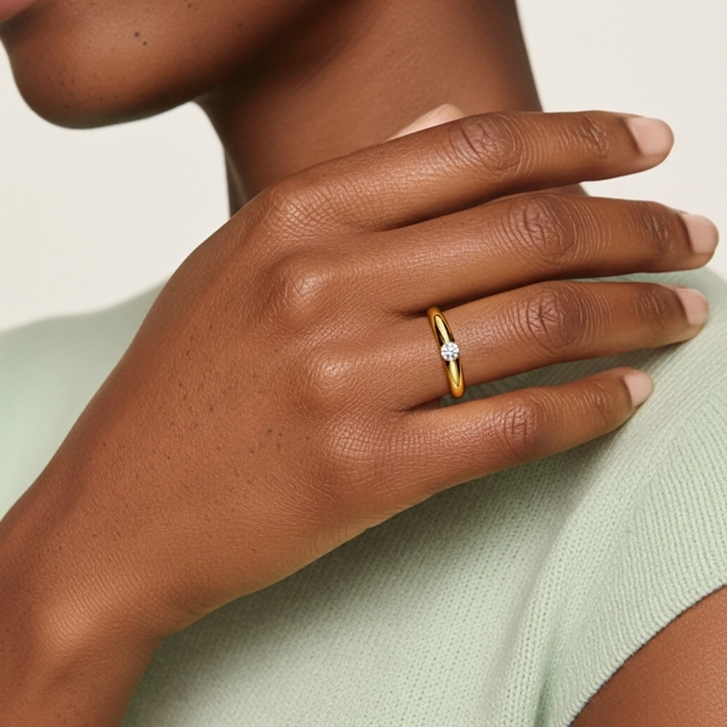 Minimaliste Relief Moissanite Bague de mariage