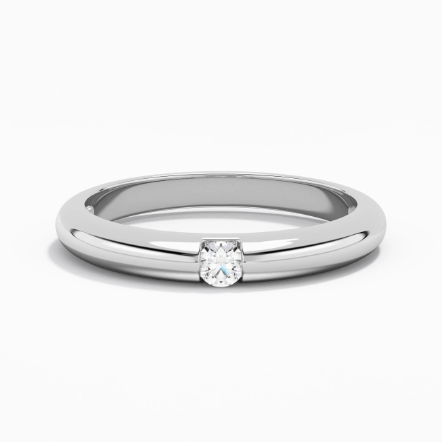 Minimalist Engrave Moissanite 925 Sterling Silver Wedding Ring
