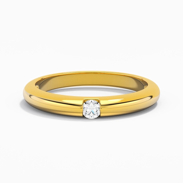 Minimalist Embossed Moissanite Wedding Ring