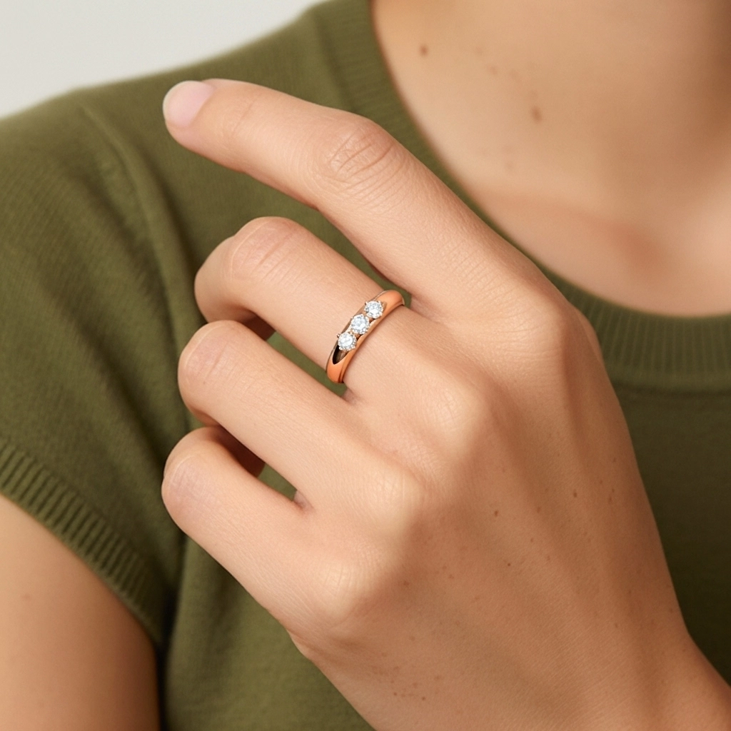 14K Rose Gold Moissanite Wedding Ring