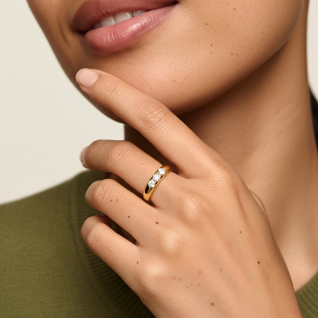 14K Gold Moissanite Wedding Ring