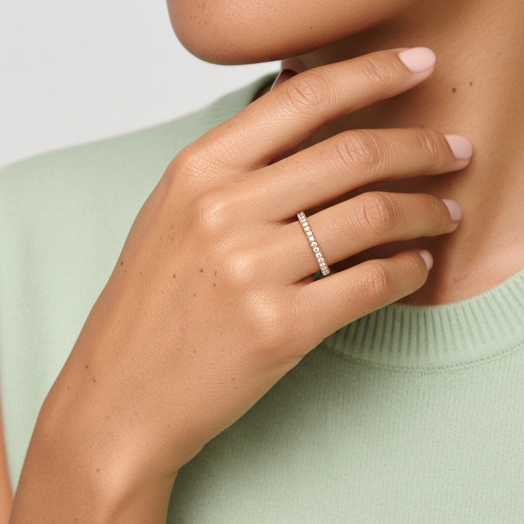 Perlé Pavé Bague de mariage