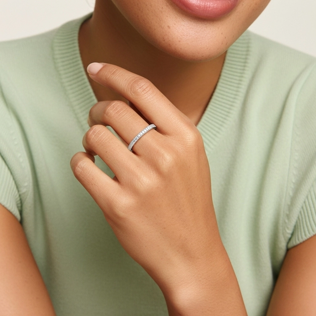 Perlé Pavé Bague de mariage