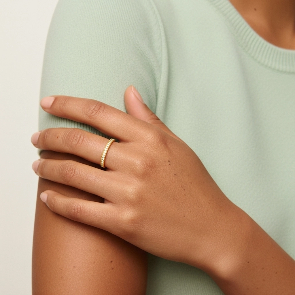 Perlé Pavé Bague de mariage