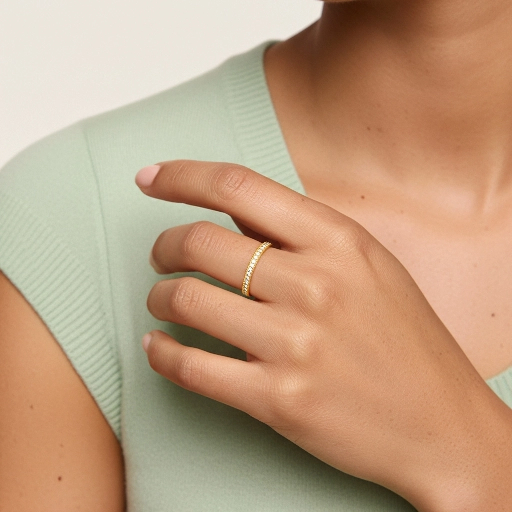 Perlé Pavé Bague de mariage