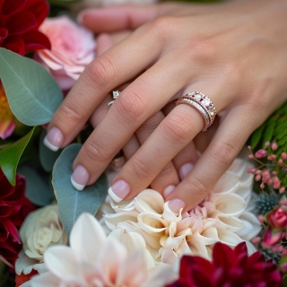 Perlé Pavé Bague de mariage