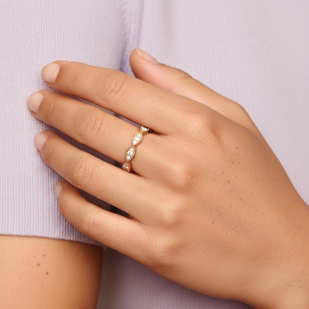 Rétro Crené Moissanite Bague de mariage