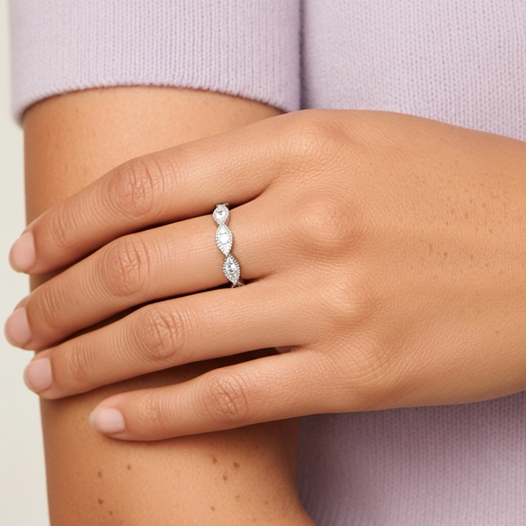 Rétro Crené Moissanite Bague de mariage