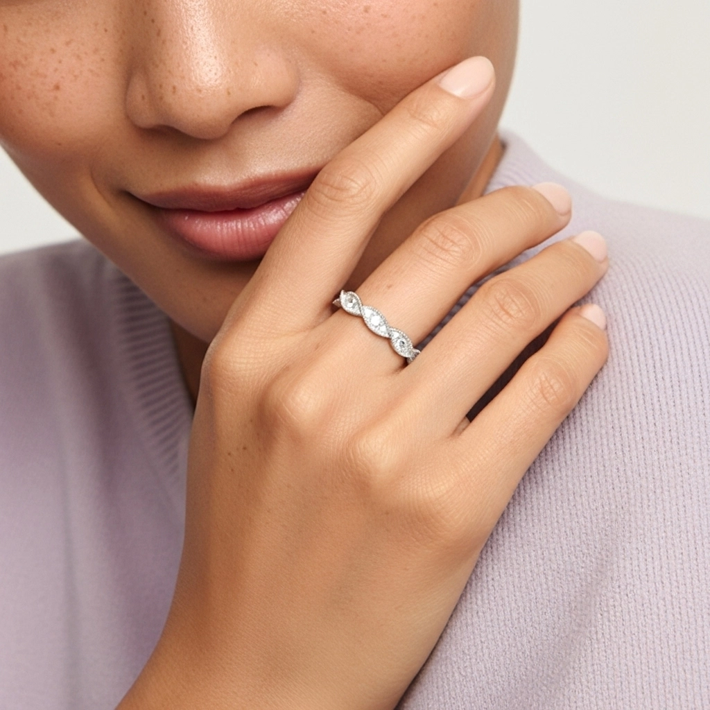 Rétro Crené Moissanite Bague de mariage