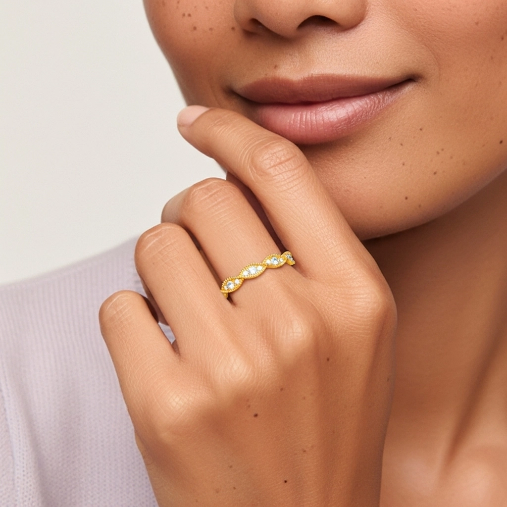 Rétro Crené Moissanite Bague de mariage