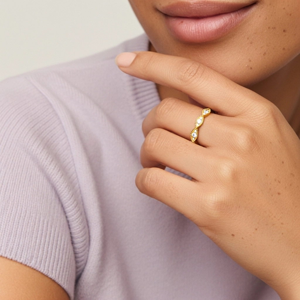 Rétro Crené Moissanite Bague de mariage