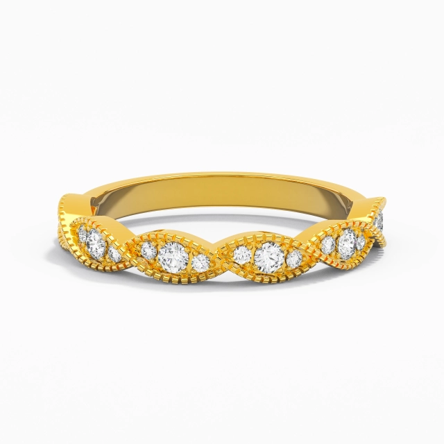 Vintage Engrave Moissanite 14K Gold Wedding Ring