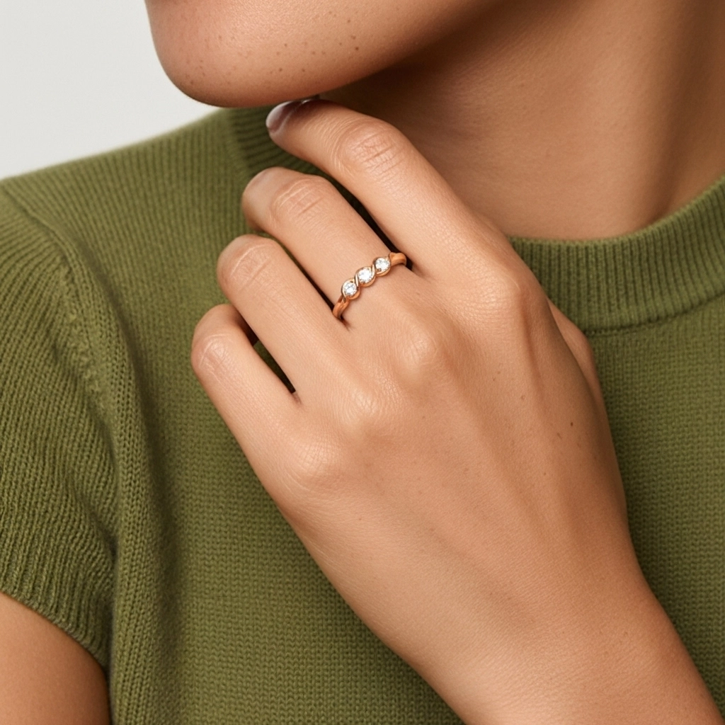 Or rose 18 carats Moissanite Bague de mariage