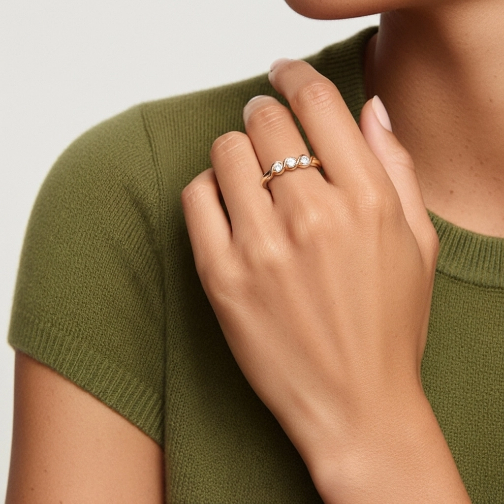 Or rose 18 carats Moissanite Bague de mariage