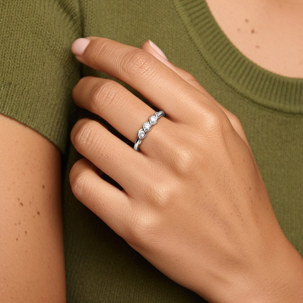 Or blanc 18 carats Moissanite Bague de mariage