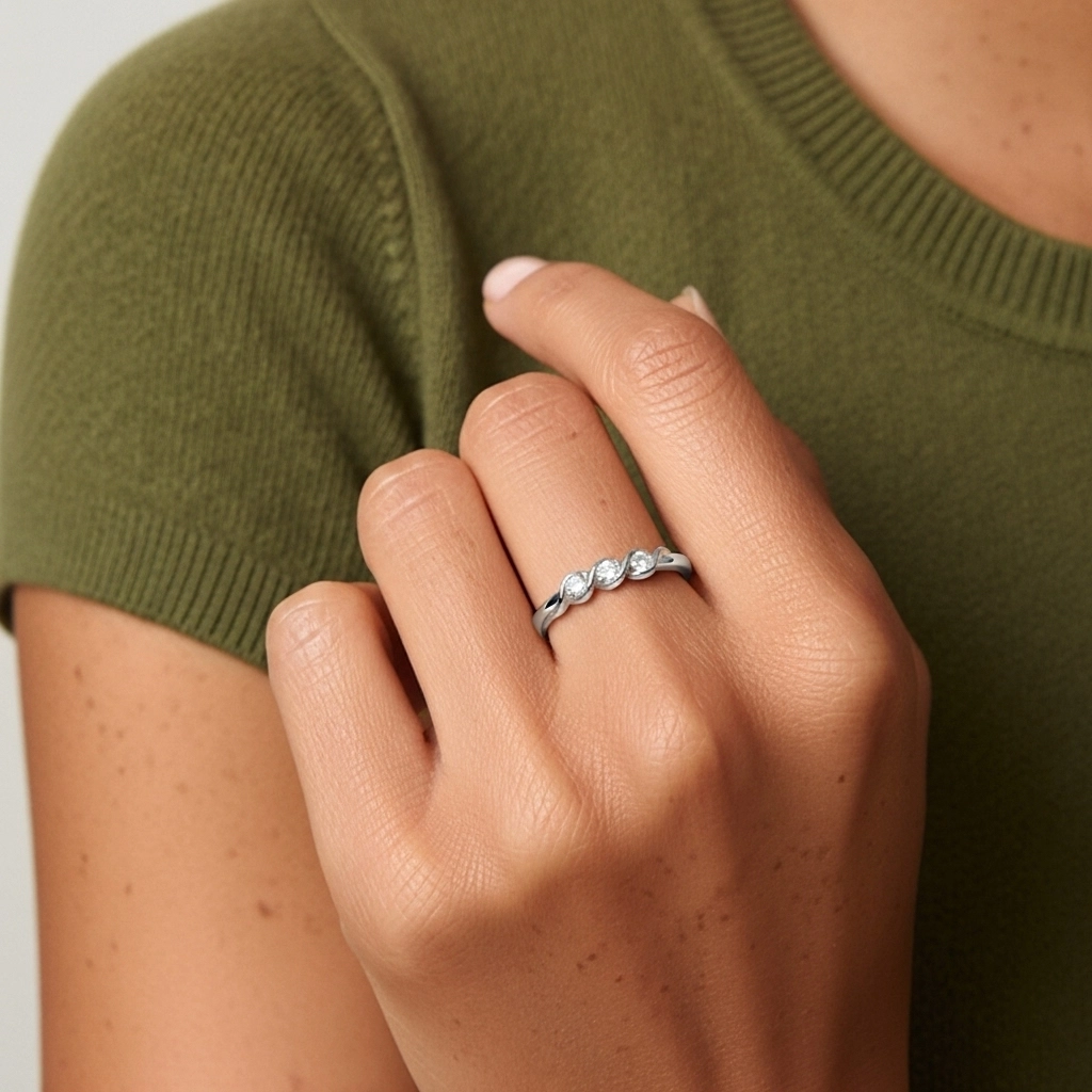 Or blanc 18 carats Moissanite Bague de mariage