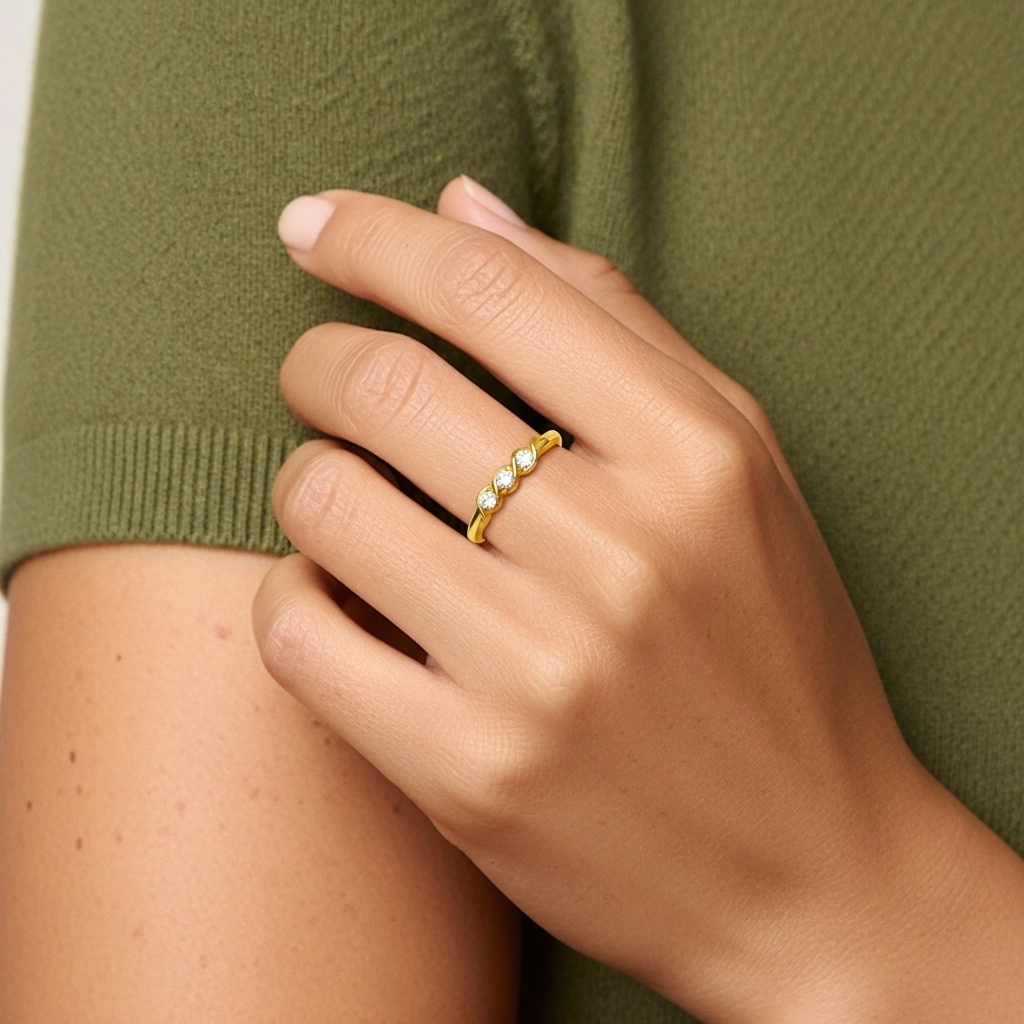 Or 14 carats Moissanite Bague de mariage