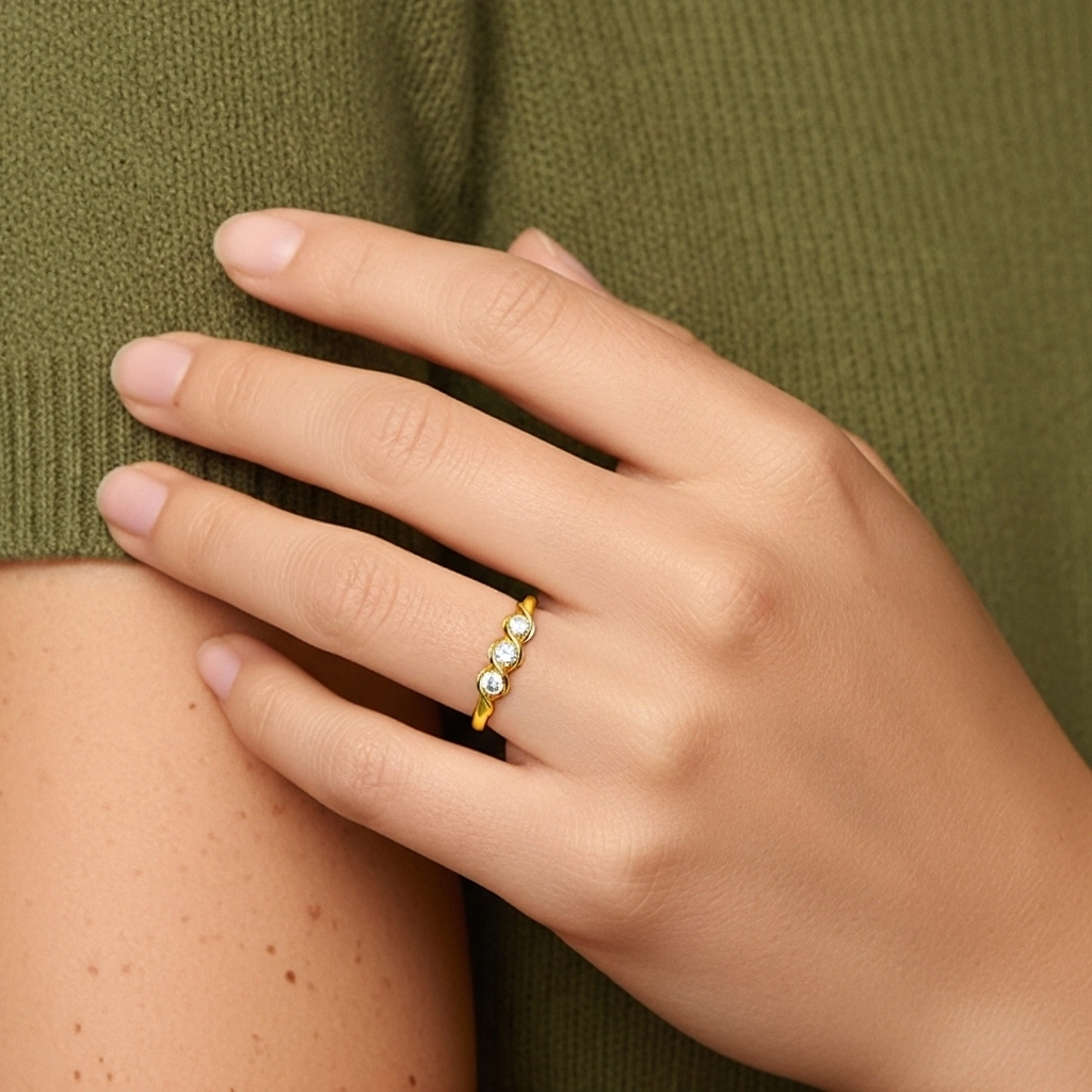 Or 14 carats Moissanite Bague de mariage