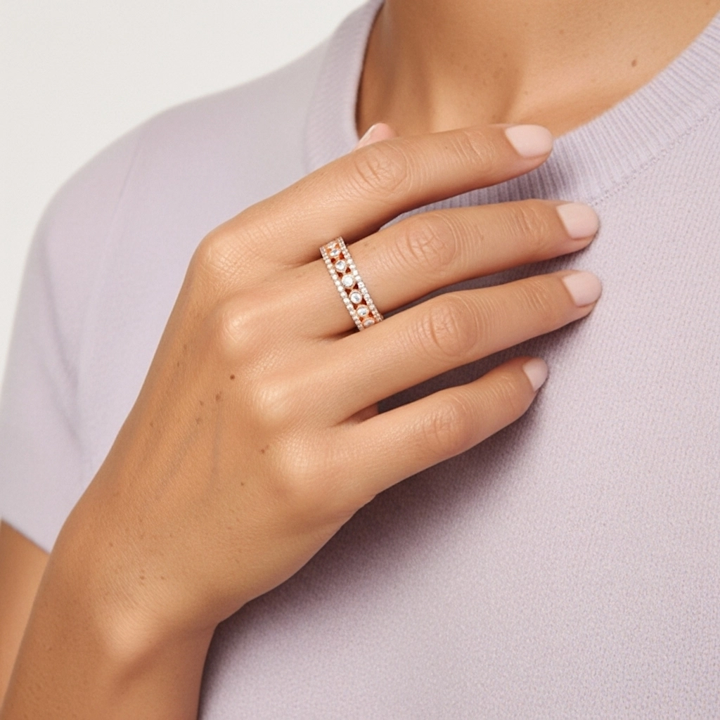 Large Rétro Moissanite Alliance