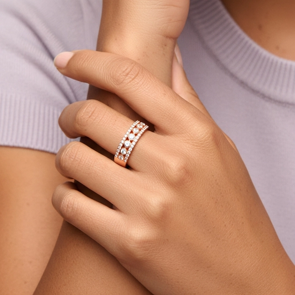 Large Rétro Moissanite Alliance