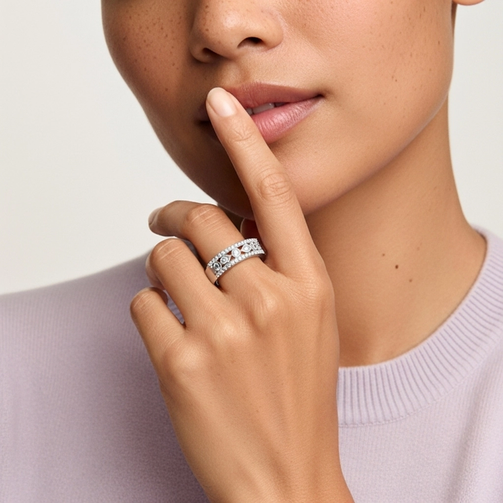 Large Rétro Moissanite Alliance