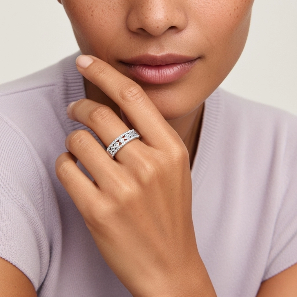 Large Rétro Moissanite Alliance