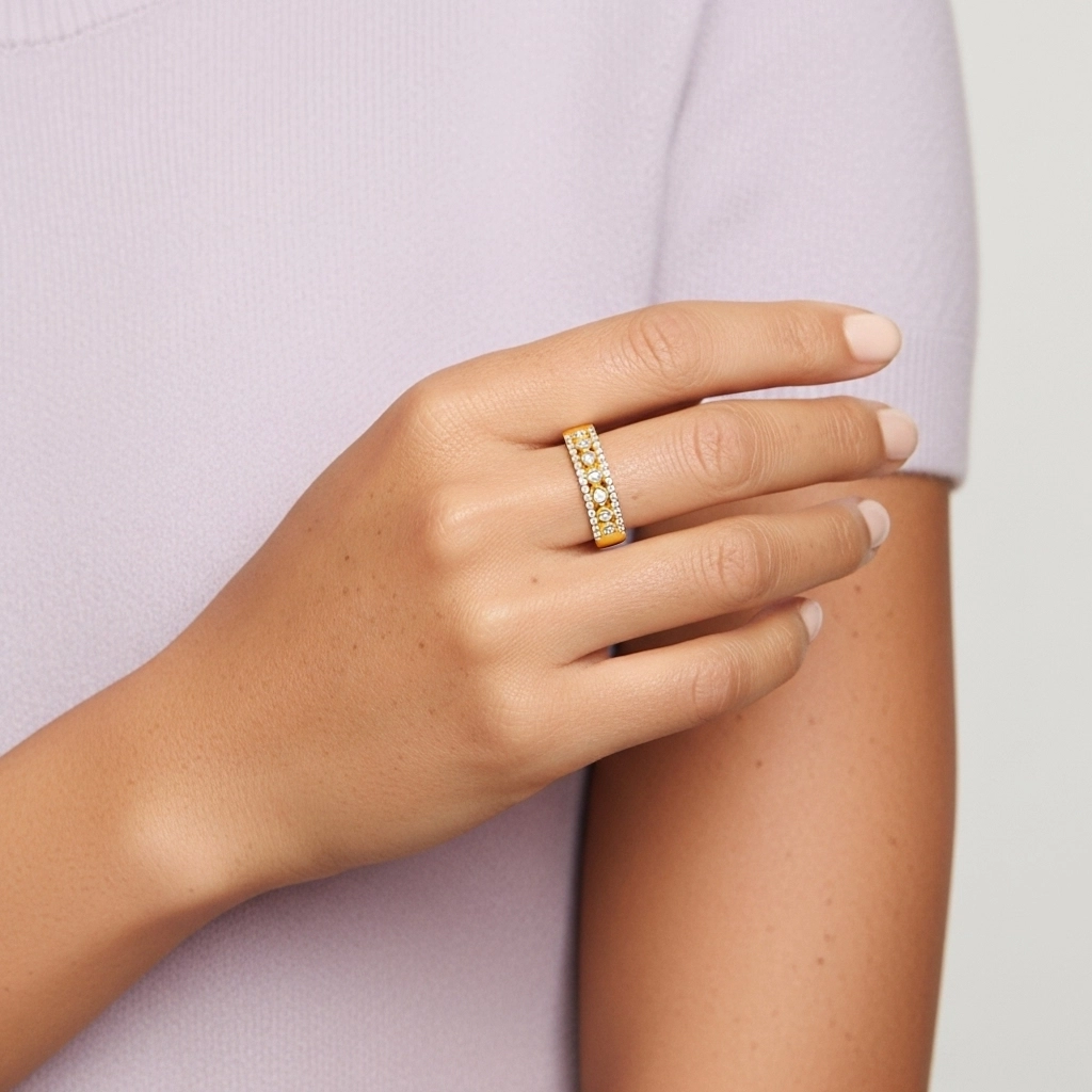 Large Rétro Moissanite Alliance