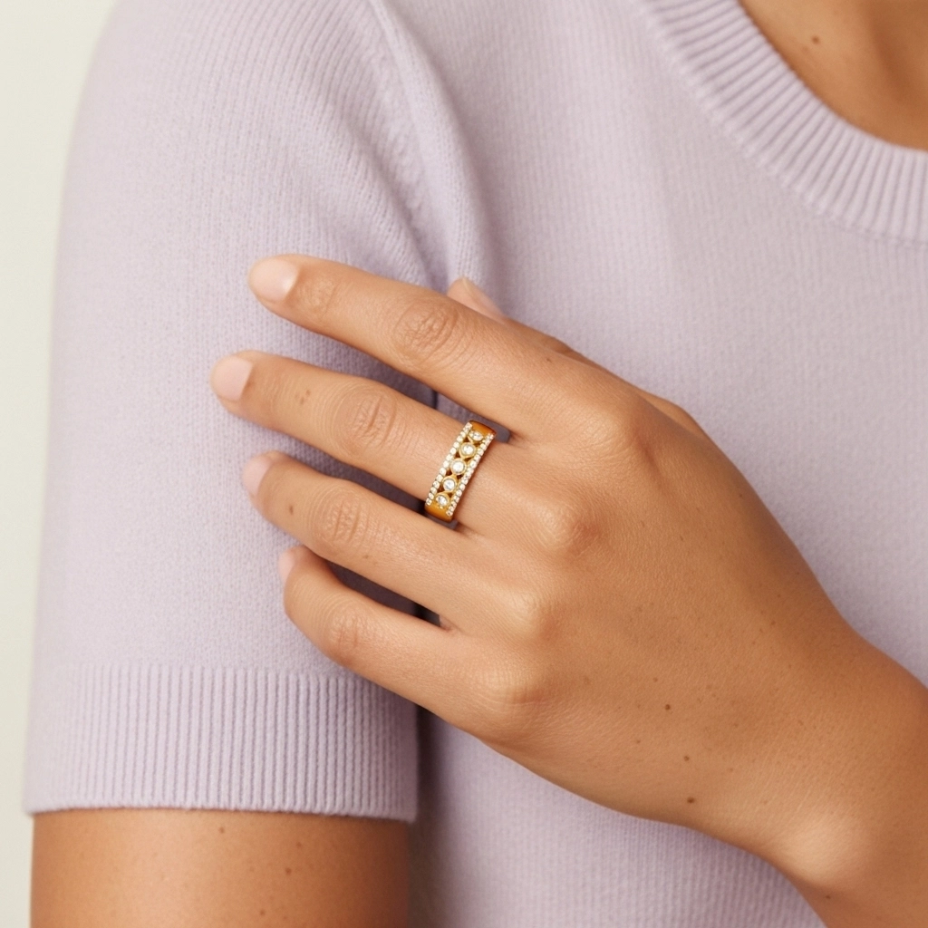 Large Rétro Moissanite Alliance