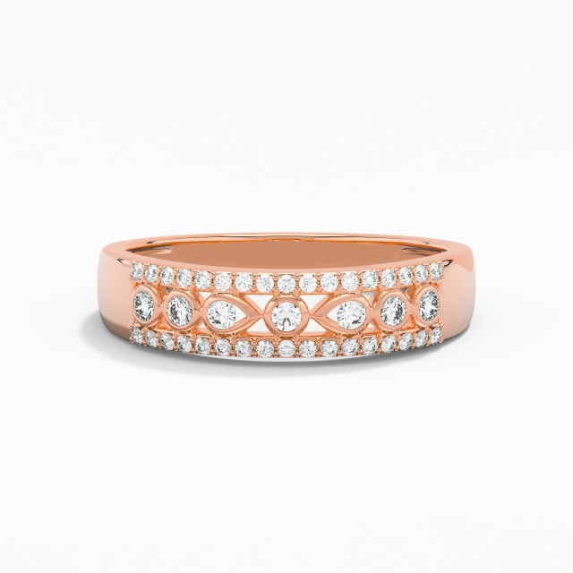 Wide Retro Moissanite Wedding Band