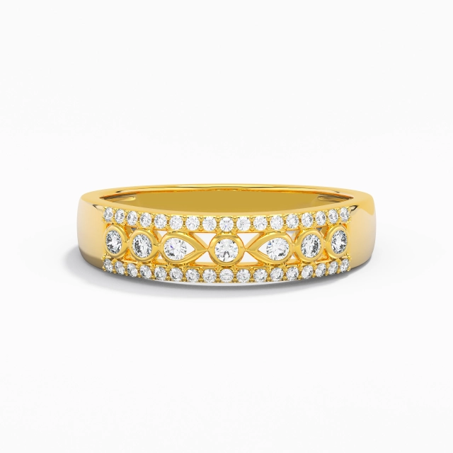 Wide Retro Moissanite Wedding Band